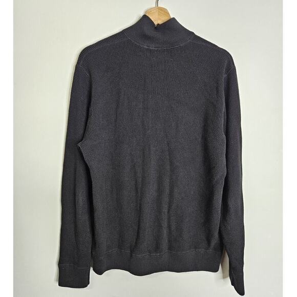 Michael Kors Mens Full Zip Cardigan Sweater Large Classic 100% Cotton Black - Picture 2 of 6